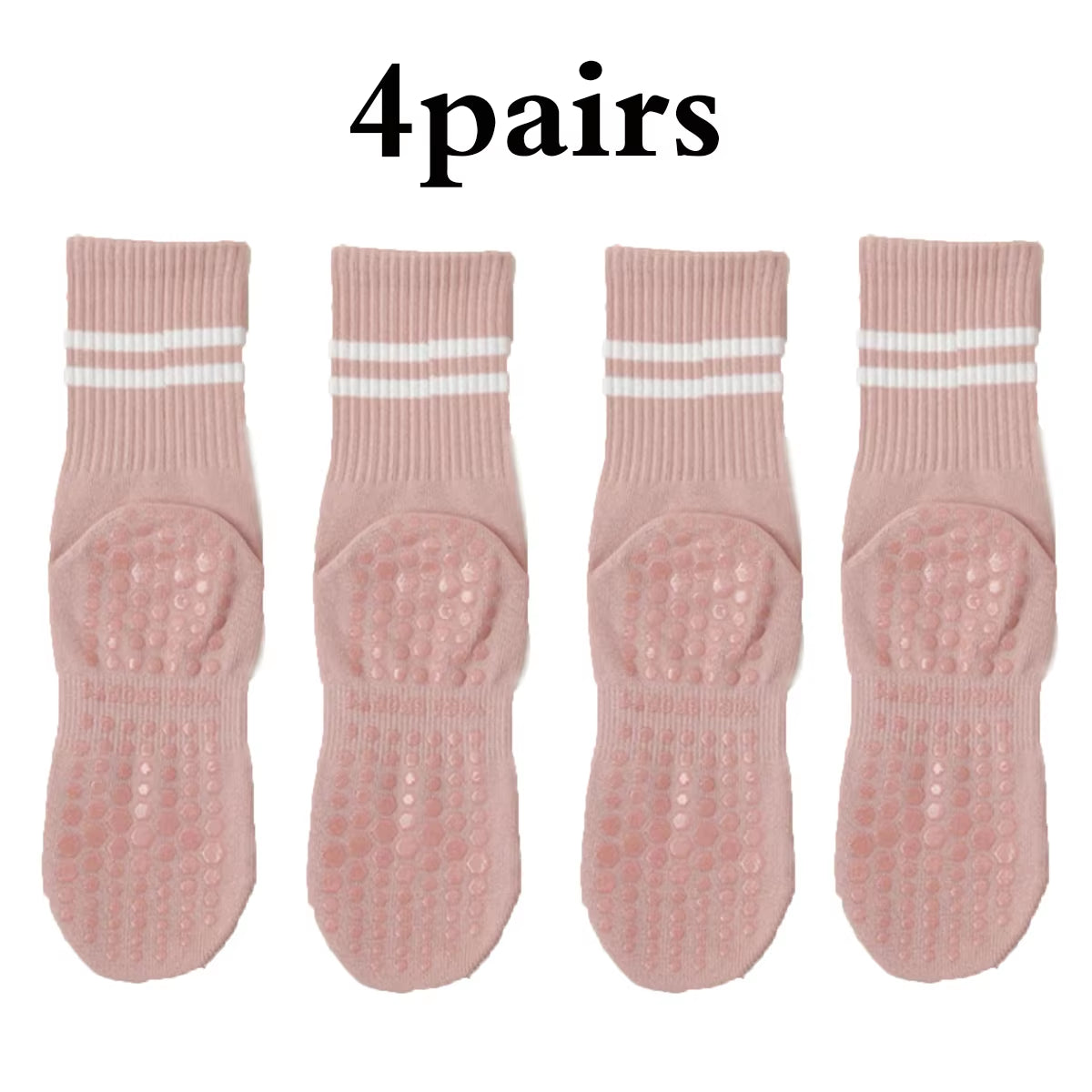 Pilates Socks with Grips for Women Yoga Socks Barre Socks Non Slip Socks of 4Pairs