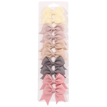 10Pcs/Set New Cute Solid Ribbon Bowknot Hair Clips for Baby Girls Handmade Bows Hairpin Barrettes Headwear Kids Hair Accessories