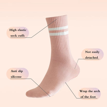 Pilates Socks with Grips for Women Yoga Socks Barre Socks Non Slip Socks of 4Pairs