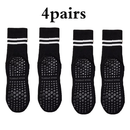 Pilates Socks with Grips for Women Yoga Socks Barre Socks Non Slip Socks of 4Pairs