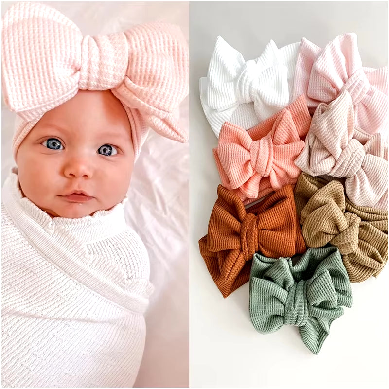 Baby Headband Newborn Baby Girl Hair Accessories Children'S Headwear Knit Big Bow Double Layer Kids Hair Band Turban Headdress