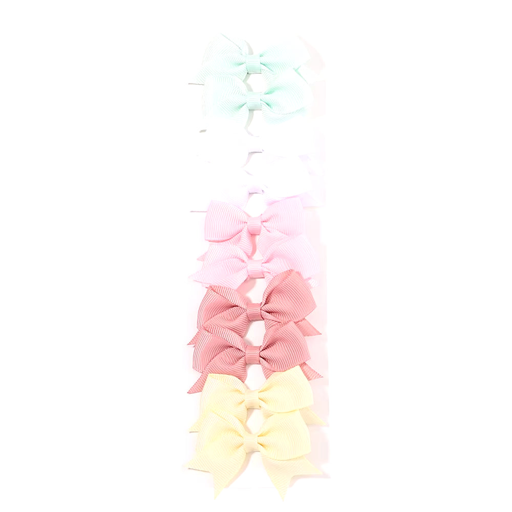 10Pcs/Set New Cute Solid Ribbon Bowknot Hair Clips for Baby Girls Handmade Bows Hairpin Barrettes Headwear Kids Hair Accessories