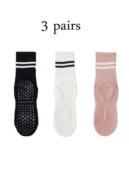 Pilates Socks with Grips for Women Yoga Socks Barre Socks Non Slip Socks of 4Pairs