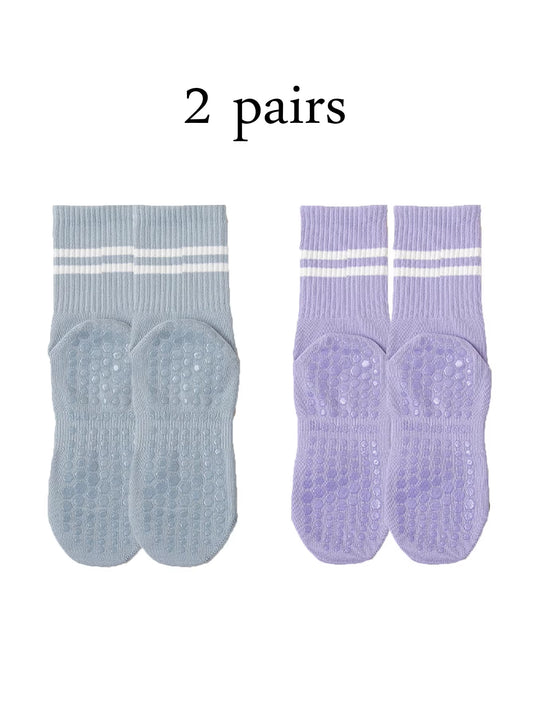 Pilates Socks with Grips for Women Yoga Socks Barre Socks Non Slip Socks of 4Pairs